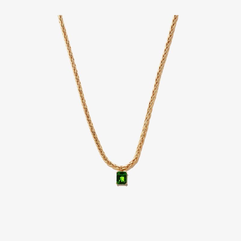 9k Yellow Gold Glass Pendant Chain Necklace