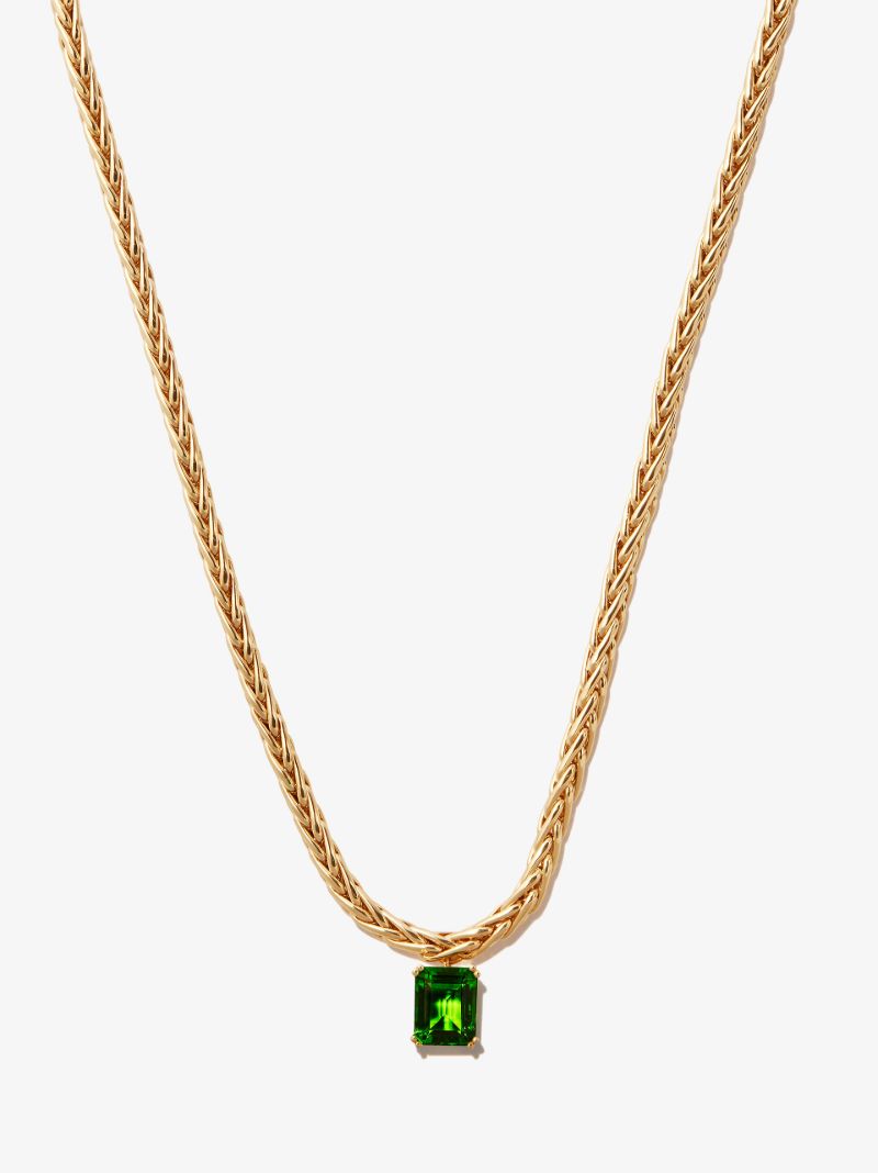 9k Yellow Gold Glass Pendant Chain Necklace