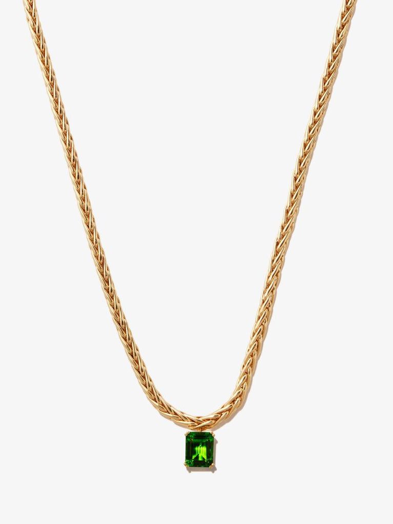 9k Yellow Gold Glass Pendant Chain Necklace