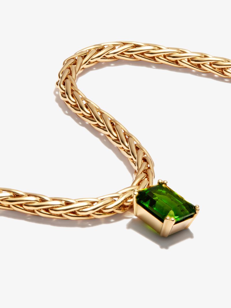 9k Yellow Gold Glass Pendant Chain Necklace