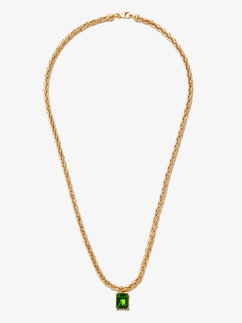 9k Yellow Gold Glass Pendant Chain Necklace