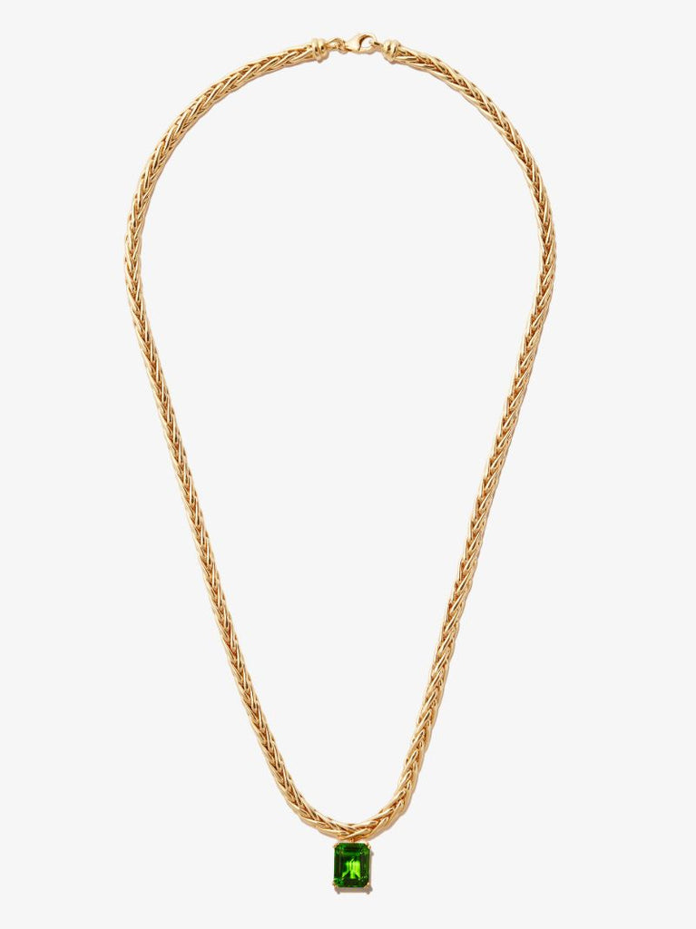 9k Yellow Gold Glass Pendant Chain Necklace