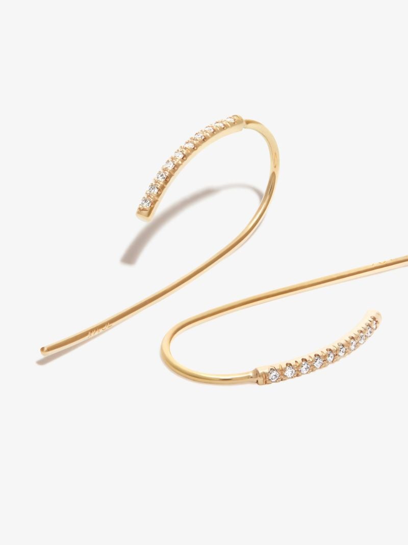 14k Yellow Gold Bar Threader Diamond Earrings