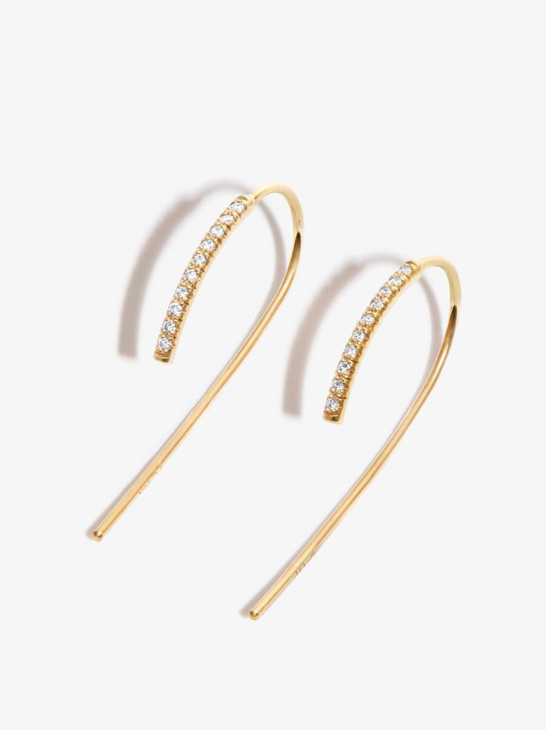 14k Yellow Gold Bar Threader Diamond Earrings