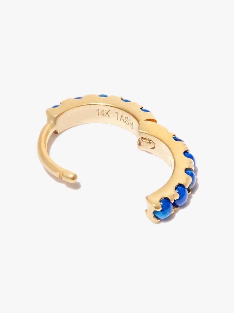 18k Yellow Gold Eternity Lapis Hoop Earring