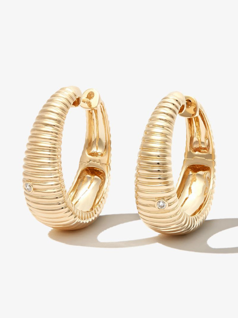 9k Yellow Gold Berlingot Oval Hoop Earrings