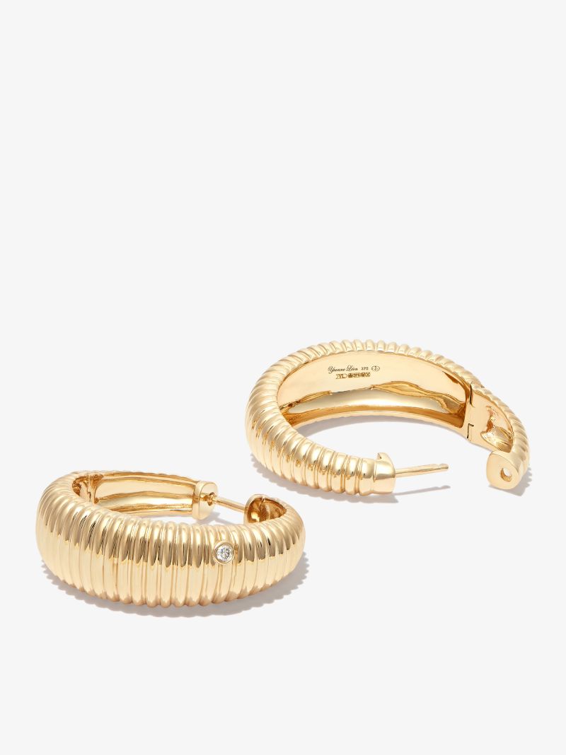 9k Yellow Gold Berlingot Oval Hoop Earrings