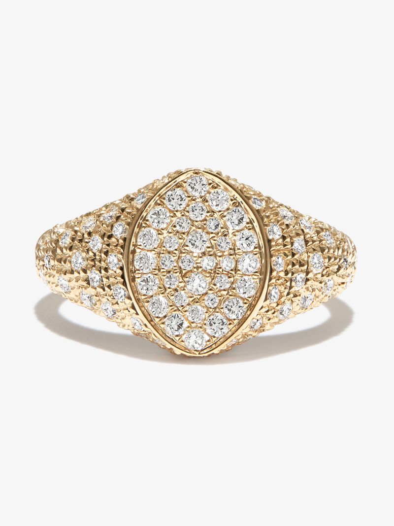 9k Yellow Gold Diamond Mini Signet Ring