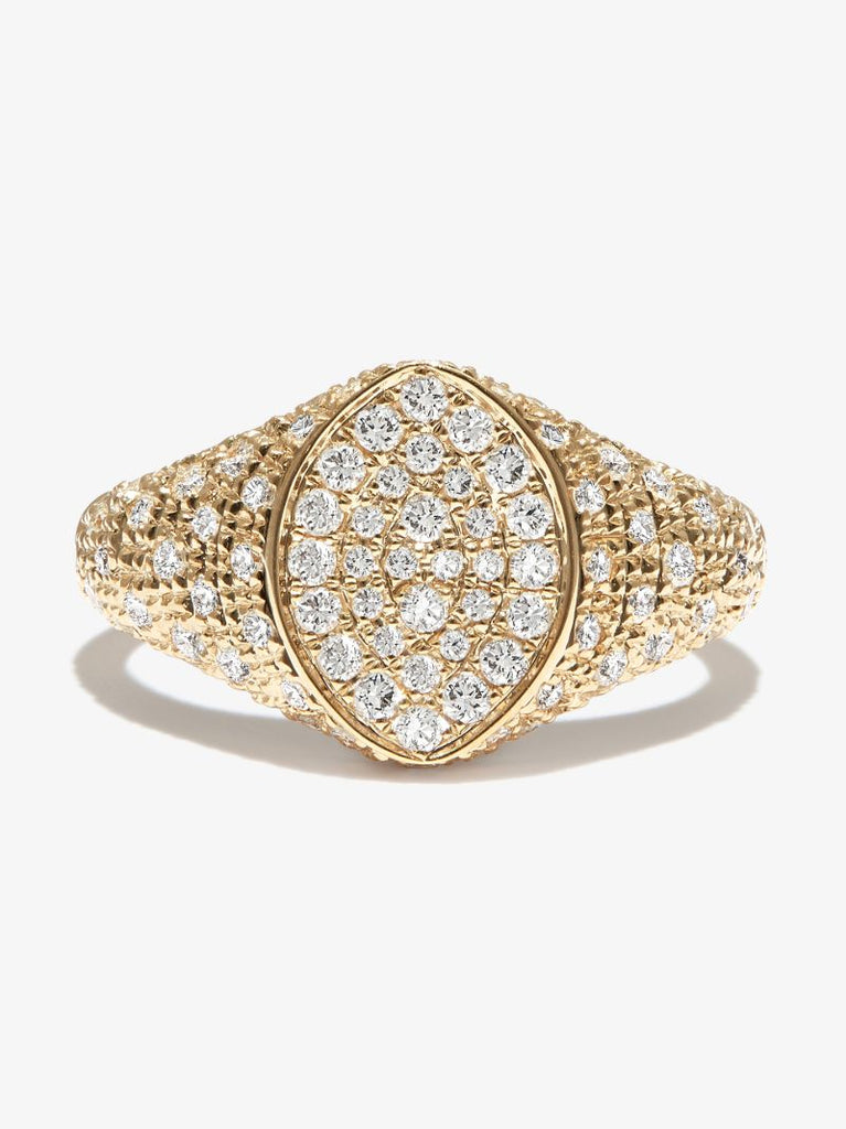 9k Yellow Gold Diamond Mini Signet Ring