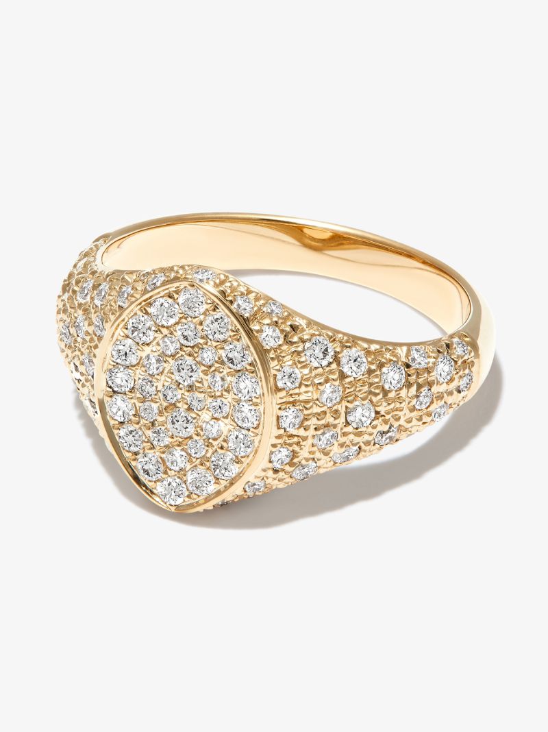9k Yellow Gold Diamond Mini Signet Ring