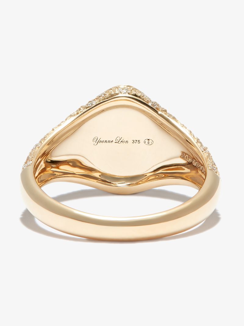 9k Yellow Gold Diamond Mini Signet Ring