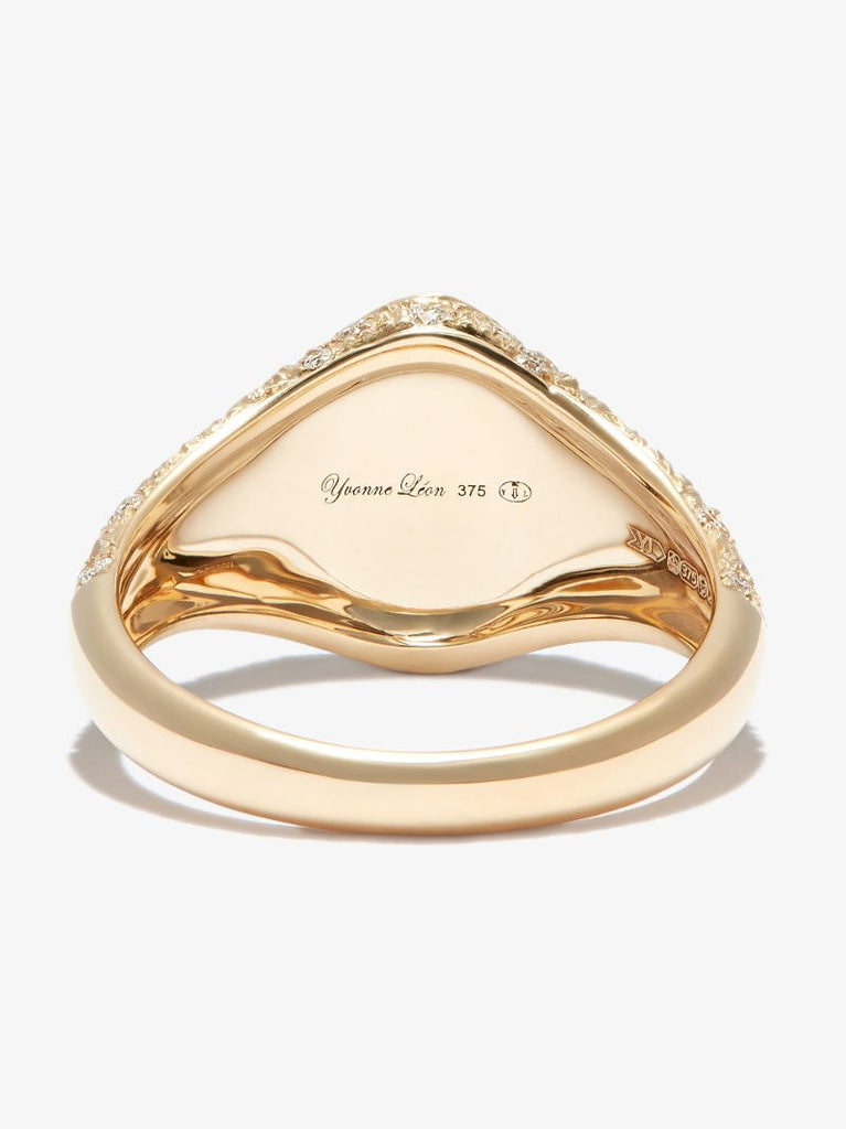 9k Yellow Gold Diamond Mini Signet Ring