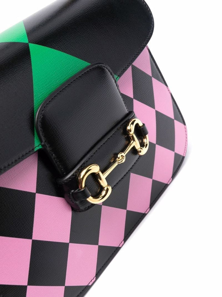 Black Horsebit Gg Supreme Leather Shoulder Bag