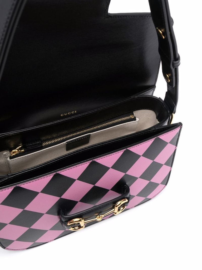 Black Horsebit Gg Supreme Leather Shoulder Bag