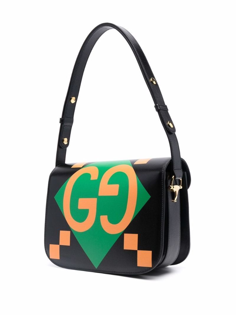 Black Horsebit Gg Supreme Leather Shoulder Bag