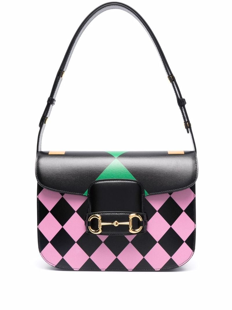 Black Horsebit Gg Supreme Leather Shoulder Bag