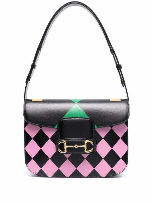 Black Horsebit Gg Supreme Leather Shoulder Bag