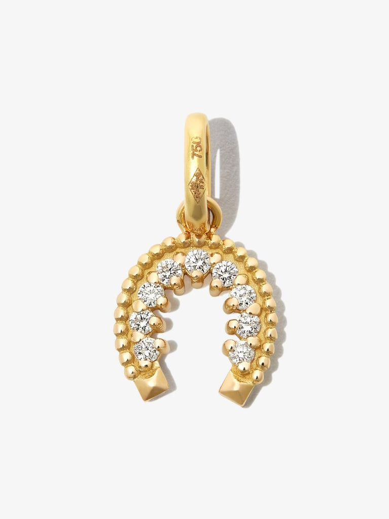 18k Yellow Gold Horseshoe Diamond Charm
