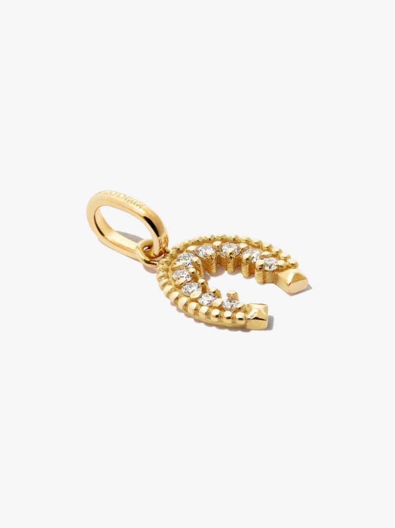 18k Yellow Gold Horseshoe Diamond Charm