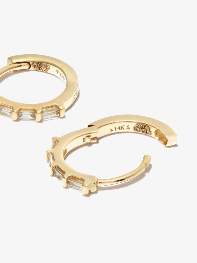 14k Yellow Gold Diamond Huggie Earrings