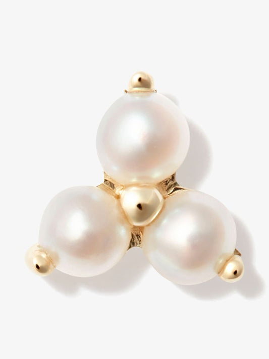 18k Yellow Gold Large Trinity Pearl Earring