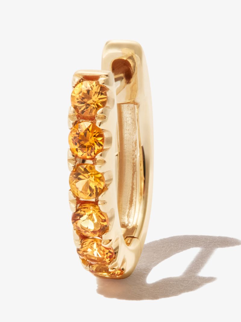 14k Yellow Gold Sapphire Huggie Earring