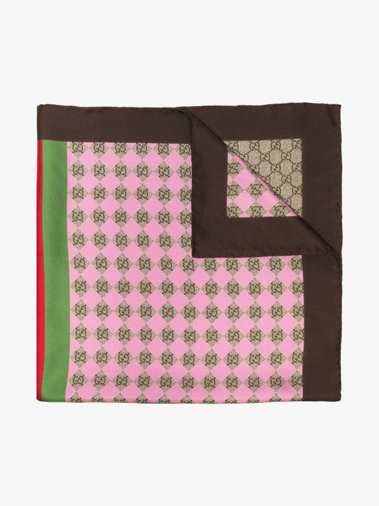 Brown Gg Monogram Silk Scarf
