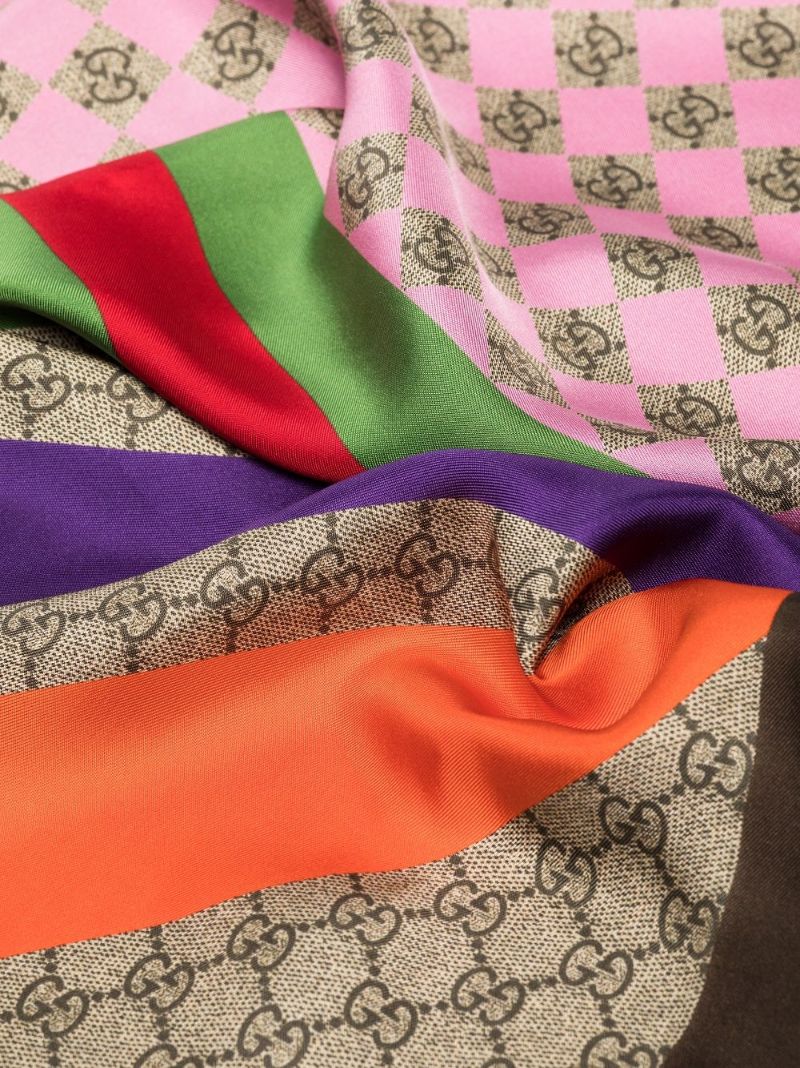Brown Gg Monogram Silk Scarf