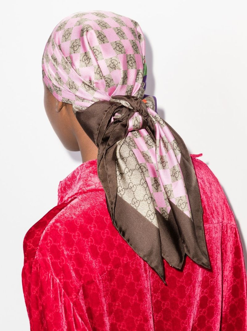Brown Gg Monogram Silk Scarf