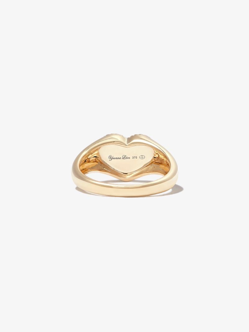 9k Yellow Gold Heart Diamond Mini Signet Ring