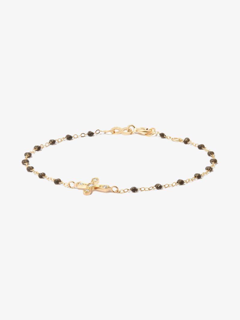 18k Yellow Gold Classic Cross Vintage Diamond Quartz Bracelet