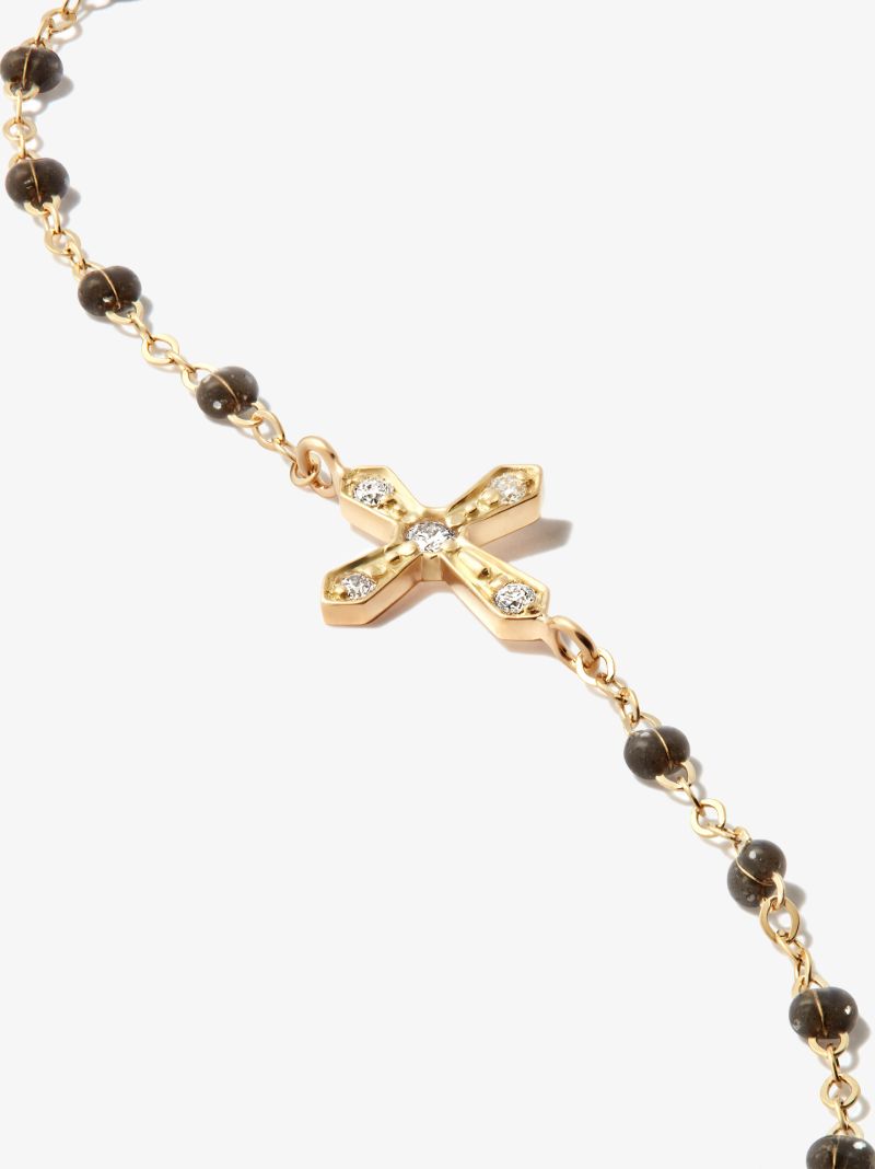 18k Yellow Gold Classic Cross Vintage Diamond Quartz Bracelet