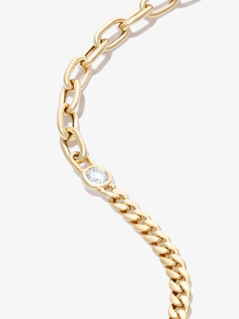 14k Yellow Gold Mixed Chain Diamond Bracelet
