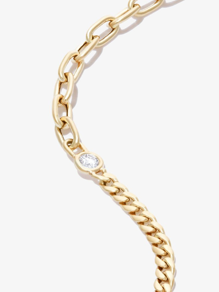 14k Yellow Gold Mixed Chain Diamond Bracelet