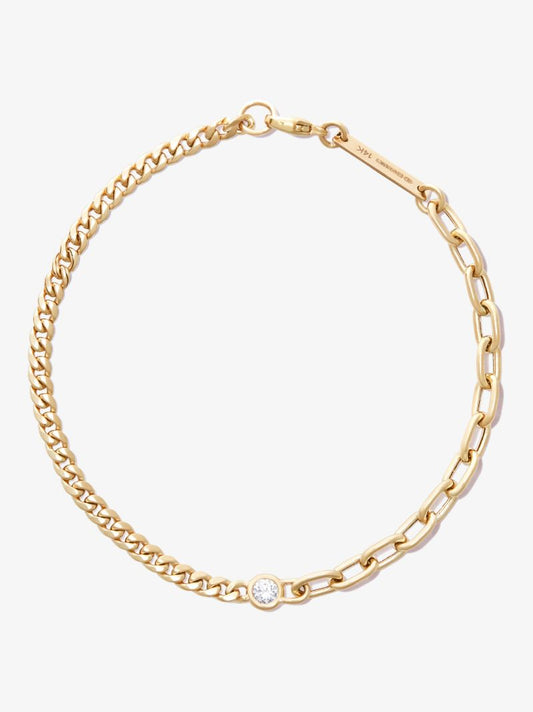 14k Yellow Gold Mixed Chain Diamond Bracelet