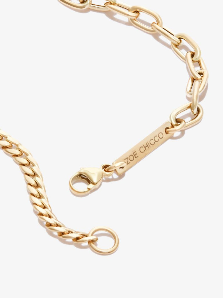 14k Yellow Gold Mixed Chain Diamond Bracelet
