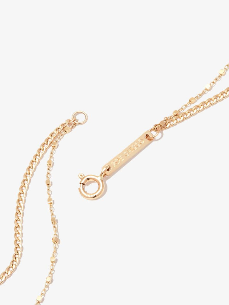 14k Yellow Gold Square Bead Double Chain Necklace