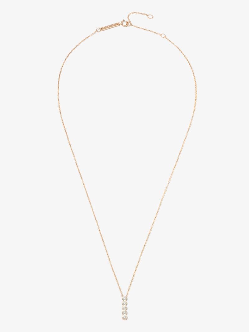14k Yellow Gold Five Diamond Bar Necklace