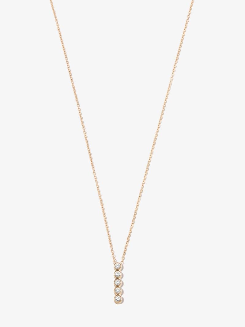 14k Yellow Gold Five Diamond Bar Necklace