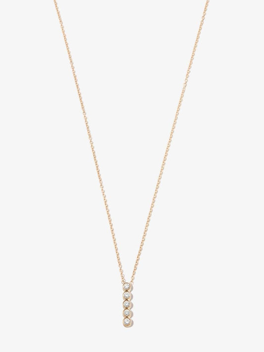 14k Yellow Gold Five Diamond Bar Necklace