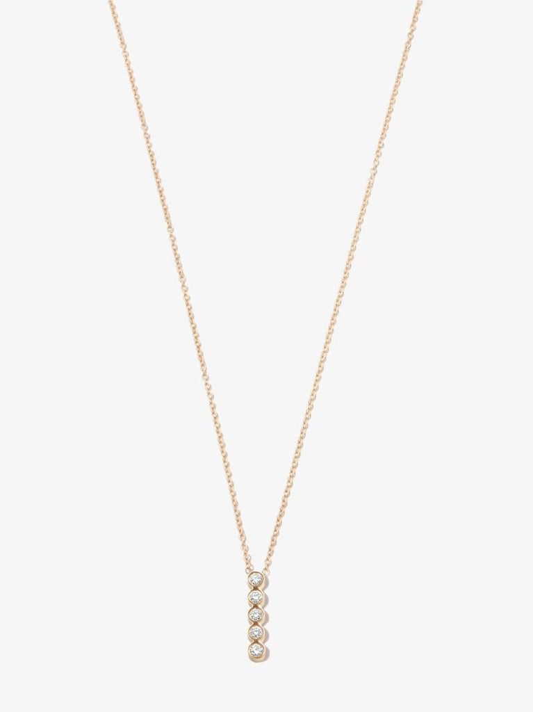 14k Yellow Gold Five Diamond Bar Necklace