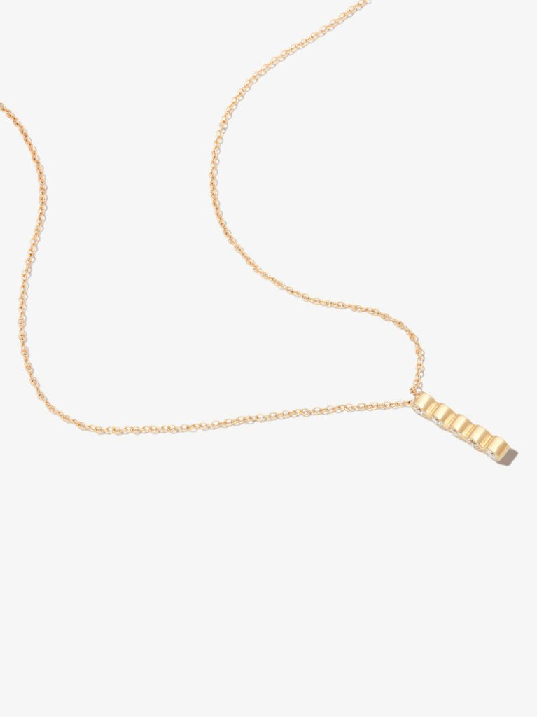 14k Yellow Gold Five Diamond Bar Necklace