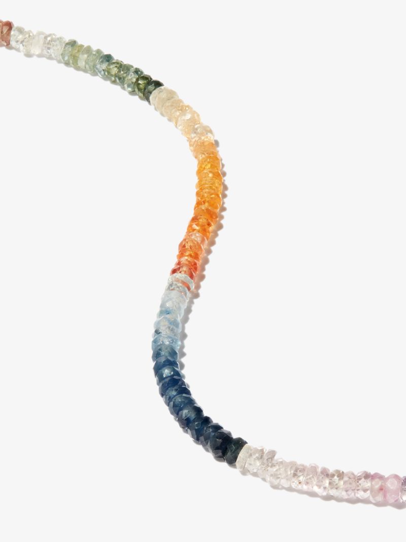 9k Yellow Gold Rainbow Sapphire Beaded Bracelet