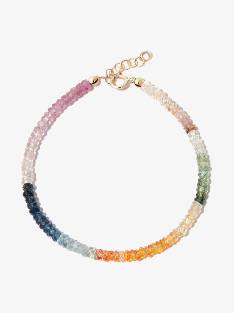 9k Yellow Gold Rainbow Sapphire Beaded Bracelet