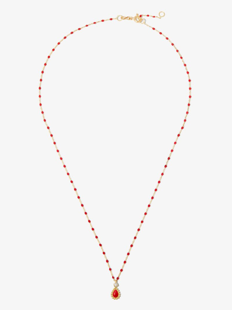 18k Yellow Gold Mini Lucky Cashmere 42 Cm Beaded Diamond Necklace