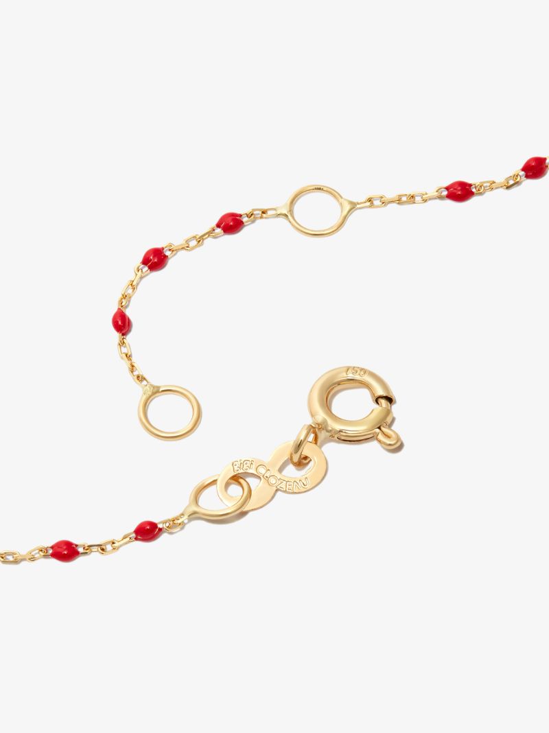 18k Yellow Gold Mini Lucky Cashmere 42 Cm Beaded Diamond Necklace