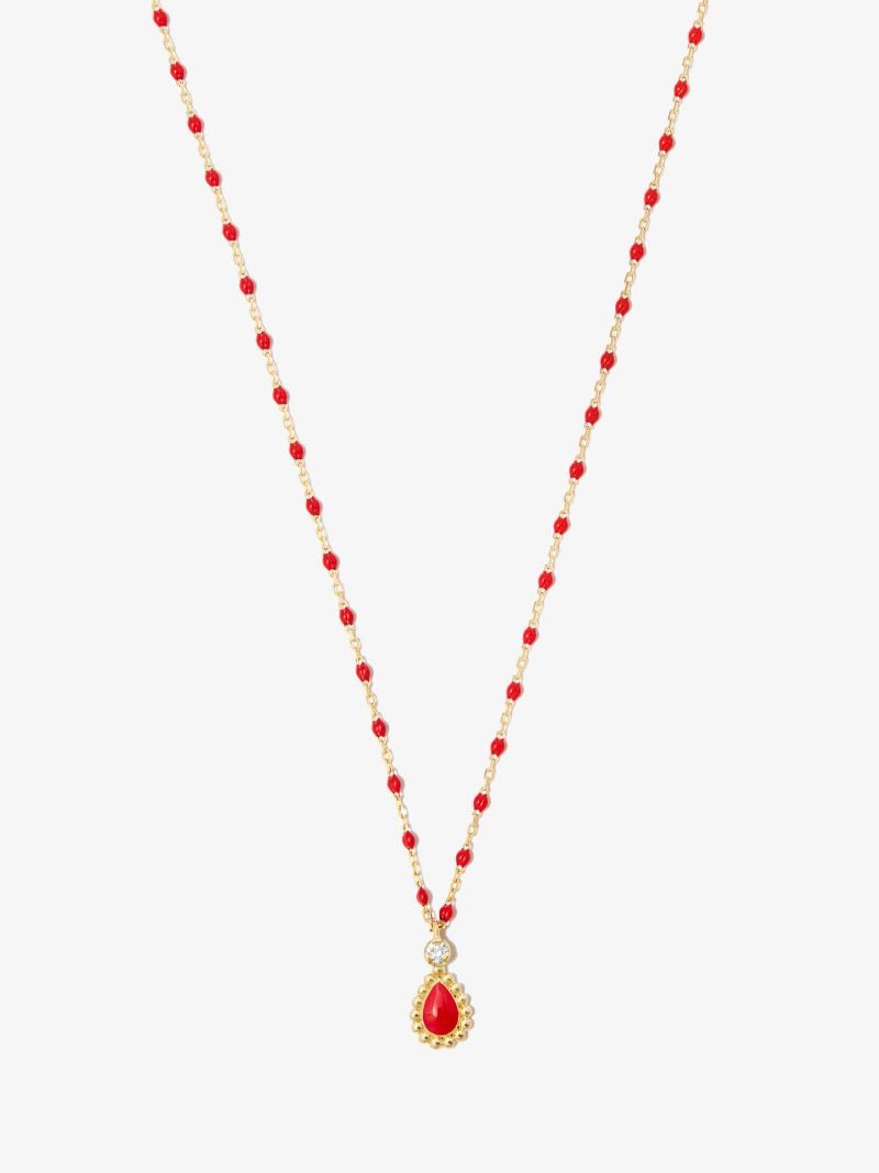 18k Yellow Gold Mini Lucky Cashmere 42 Cm Beaded Diamond Necklace
