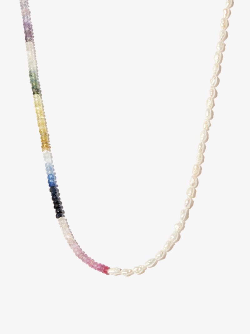 14k Yellow Gold Can't Decide Sapphire and Pearl Necklace