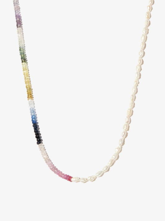14k Yellow Gold Can't Decide Sapphire and Pearl Necklace