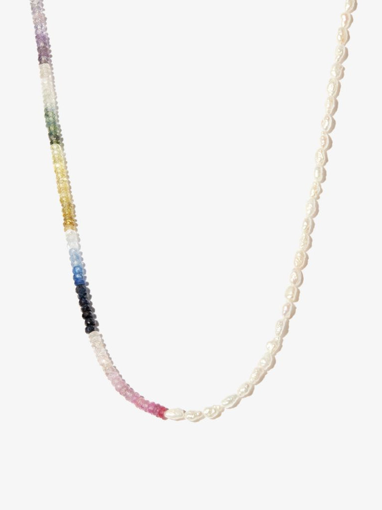 14k Yellow Gold Can't Decide Sapphire and Pearl Necklace